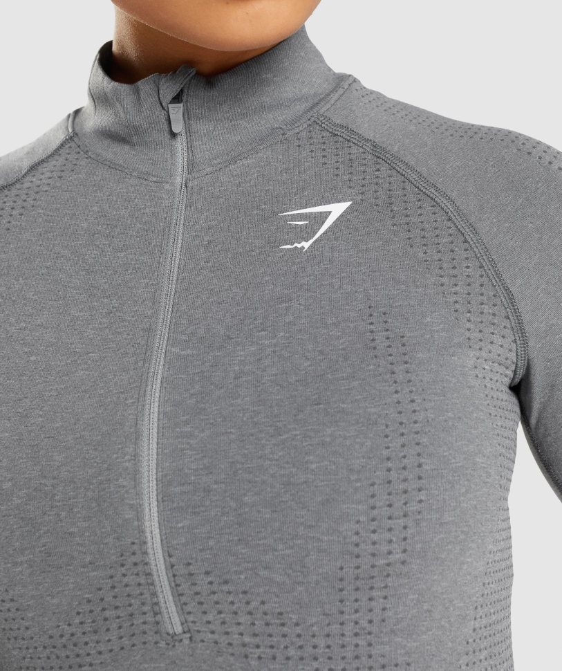 Gymshark Vital Seamless 2.0 1/2 πουλόβερ με φερμουάρ Smokey Grey Marl