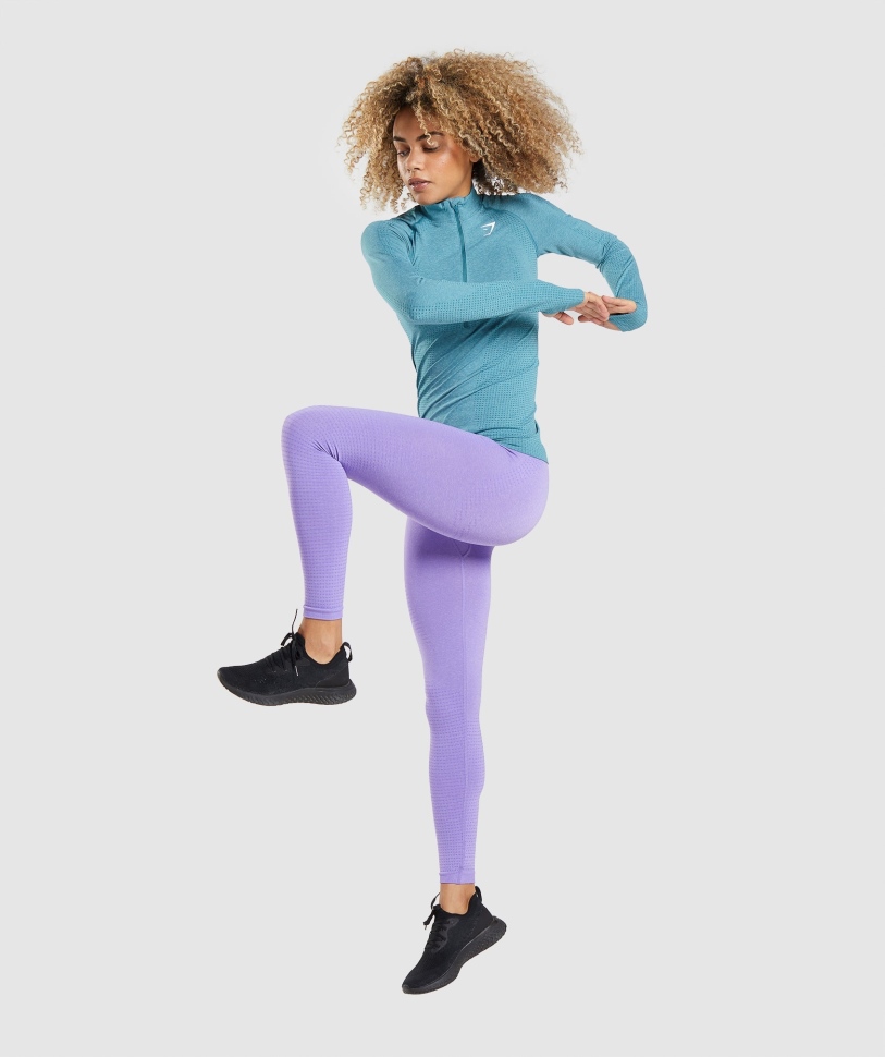Gymshark Vital Seamless 2.0 1/2 πουλόβερ με φερμουάρ Tahoe Teal Marl