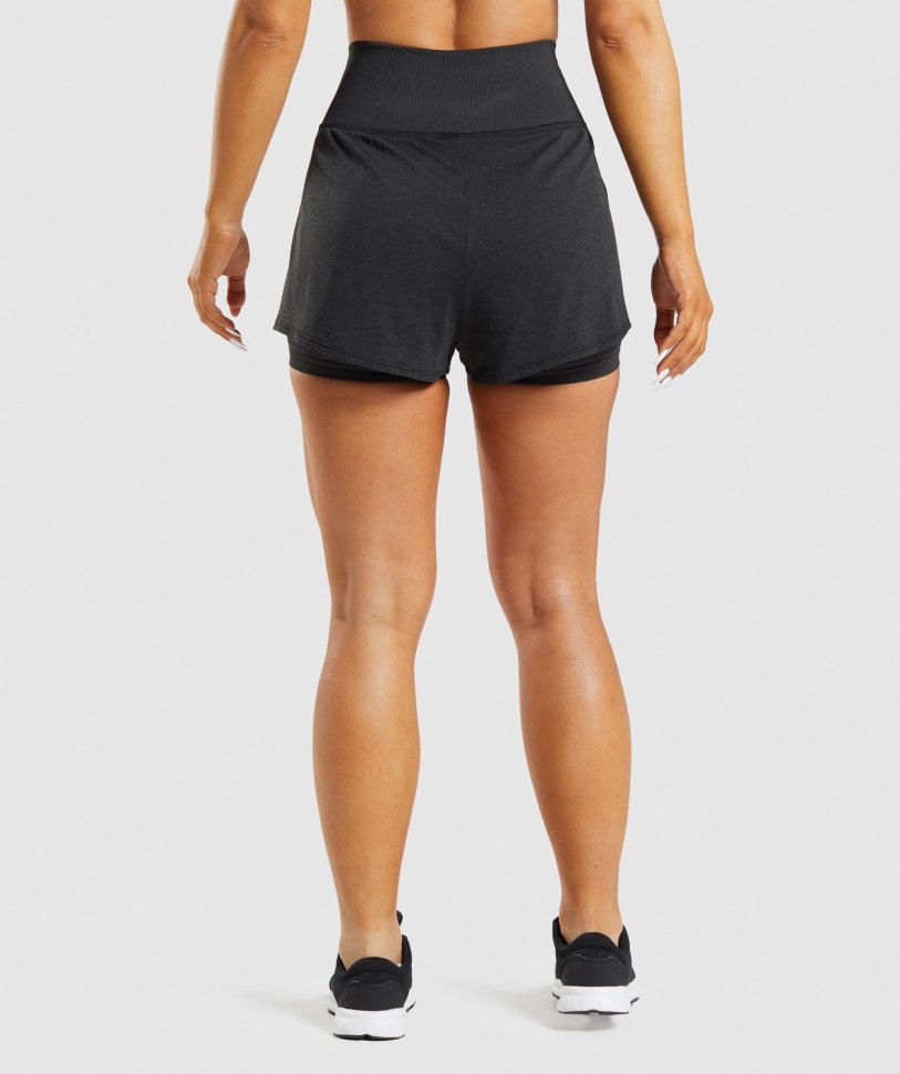 Gymshark Vital Seamless 2.0 2-σε-1 σορτς μαύρο Marl