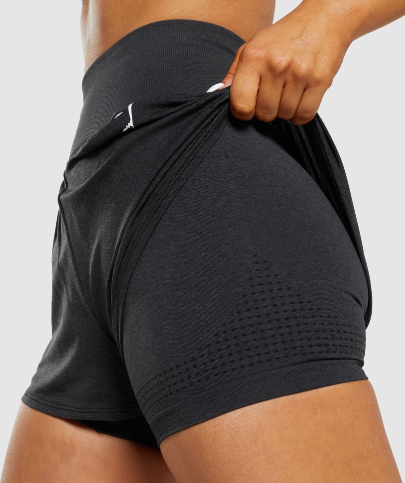 Gymshark Vital Seamless 2.0 2-σε-1 σορτς μαύρο Marl