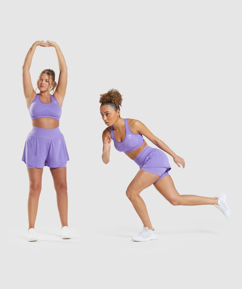 Gymshark Vital χωρίς ραφές σορτς 2.0 2 σε 1 έντονο μωβ Marl
