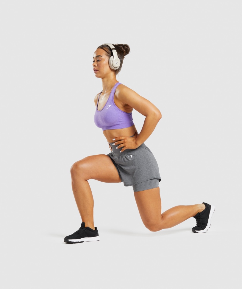 Gymshark Vital χωρίς ραφή σορτς 2.0 2 σε 1 Smokey Grey Marl