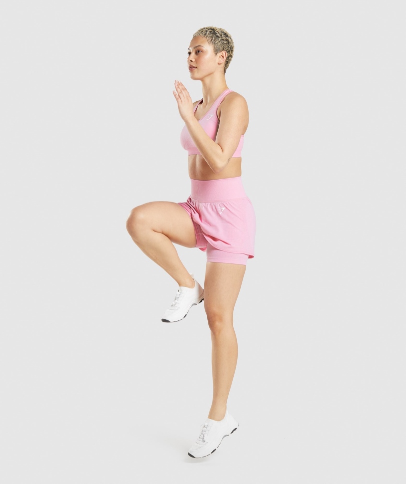 Gymshark Vital χωρίς ραφή σορτς 2.0 2 σε 1 σορμπέ ροζ Marl