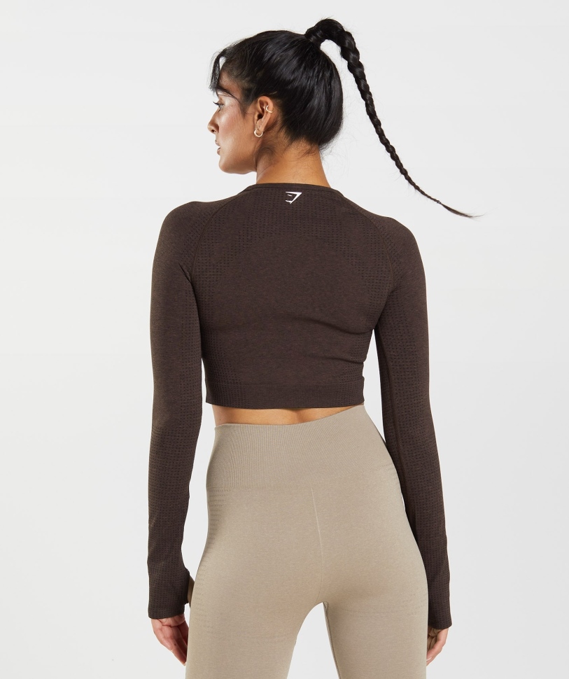 Gymshark Vital Seamless 2.0 Crop Top Cherry Brown Marl