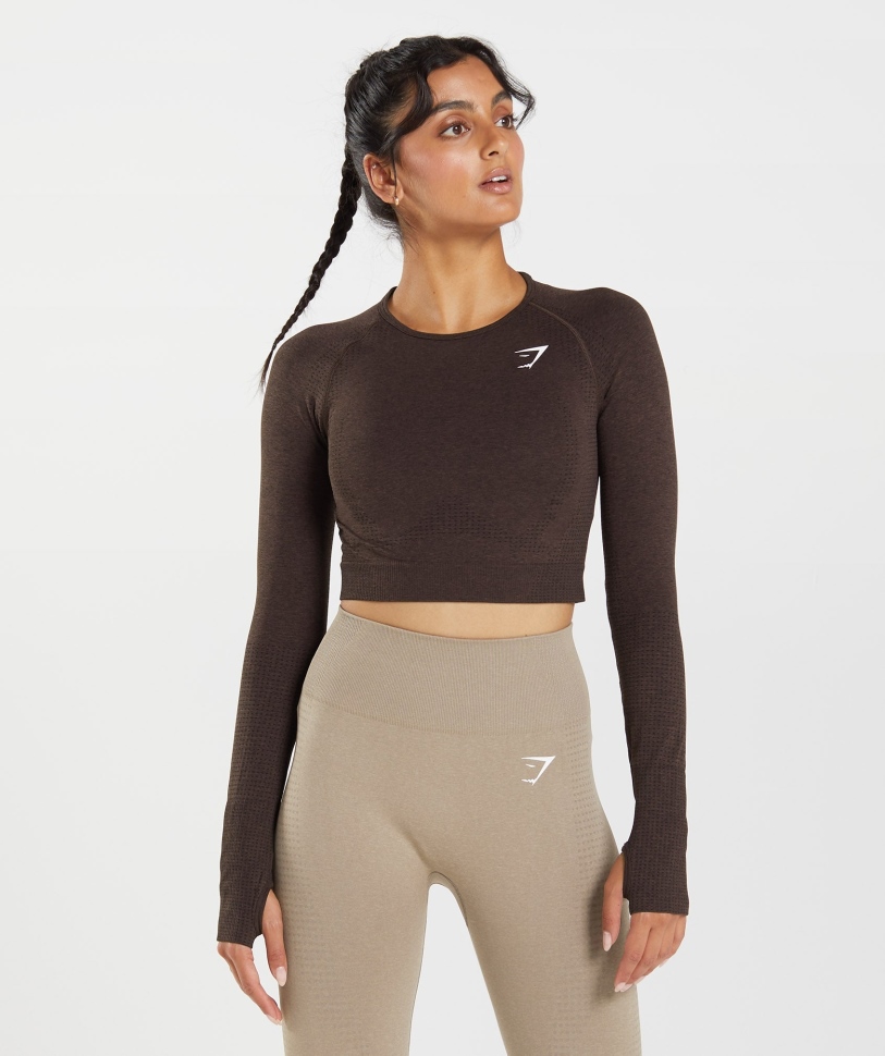 Gymshark Vital Seamless 2.0 Crop Top Cherry Brown Marl