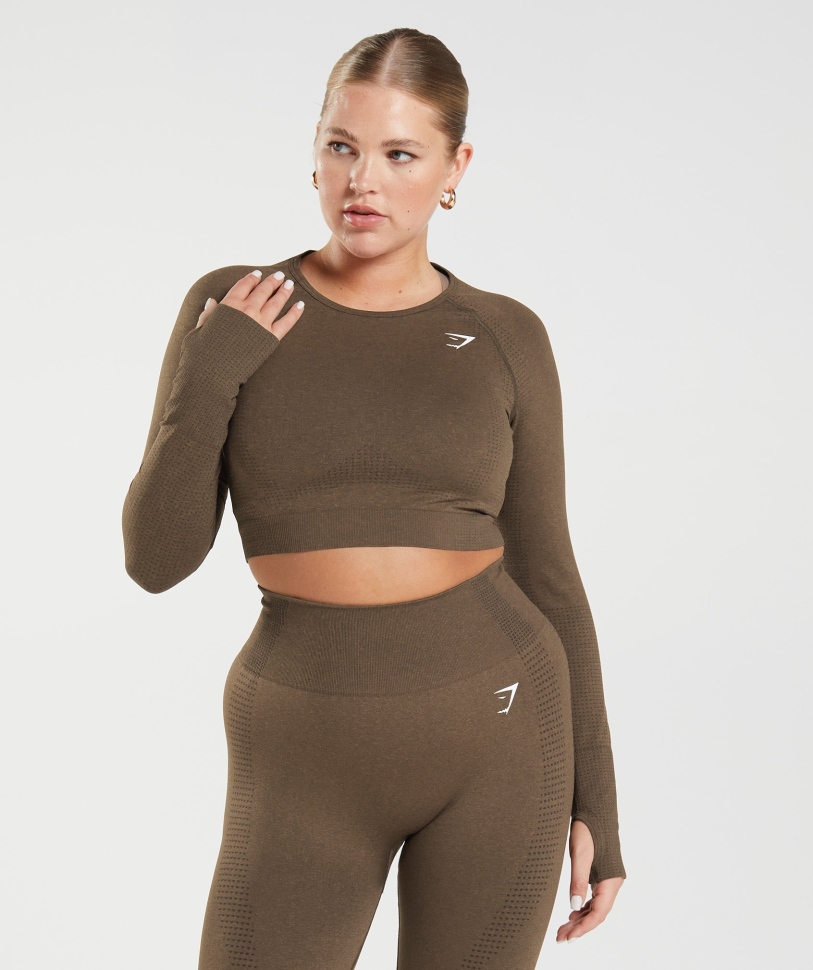 Gymshark Vital χωρίς ραφή 2.0 Crop Top Espresso Marl