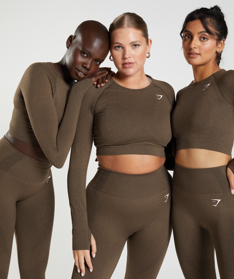 Gymshark Vital χωρίς ραφή 2.0 Crop Top Espresso Marl
