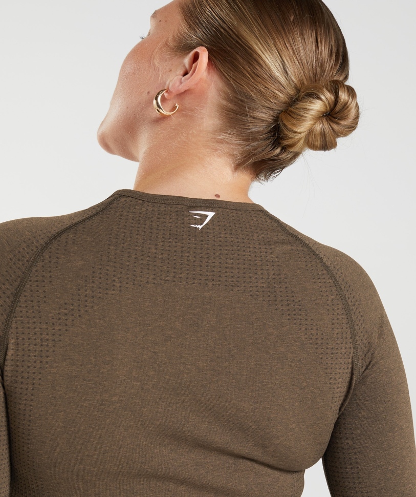 Gymshark Vital χωρίς ραφή 2.0 Crop Top Espresso Marl