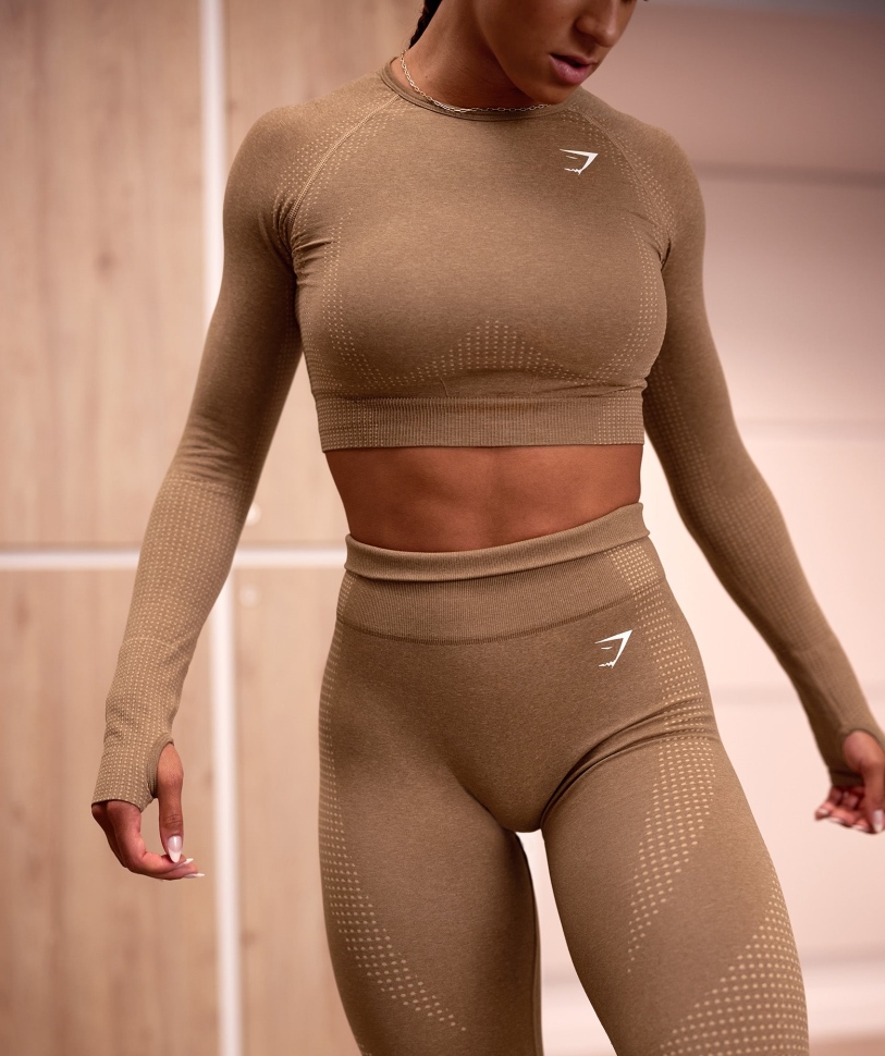 Gymshark ζωτικής σημασίας χωρίς ραφή 2.0 Crop Top Fawn Marl