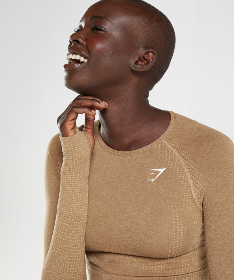 Gymshark ζωτικής σημασίας χωρίς ραφή 2.0 Crop Top Fawn Marl