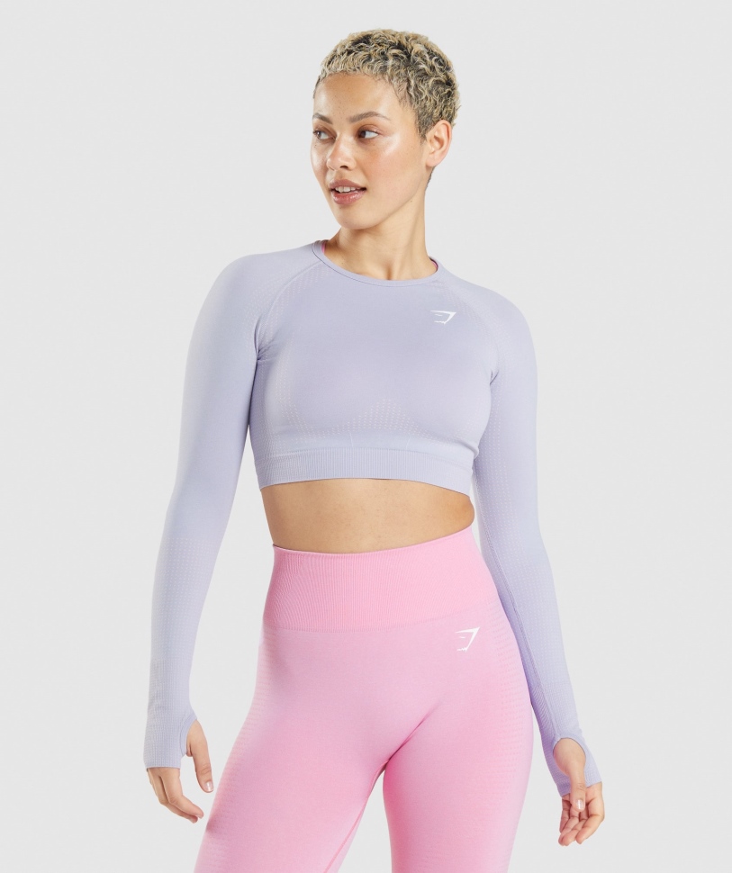 Gymshark Vital χωρίς ραφή 2.0 Crop Top Moonstone Blue Marl