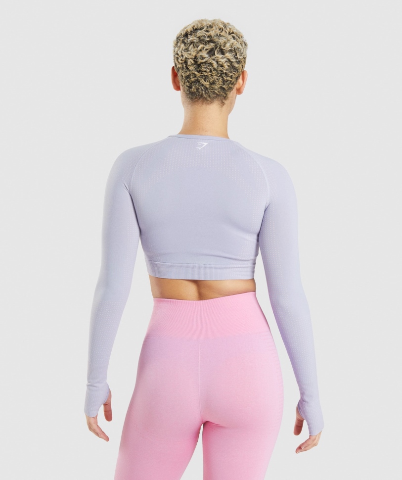 Gymshark Vital χωρίς ραφή 2.0 Crop Top Moonstone Blue Marl