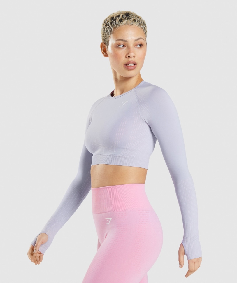 Gymshark Vital χωρίς ραφή 2.0 Crop Top Moonstone Blue Marl