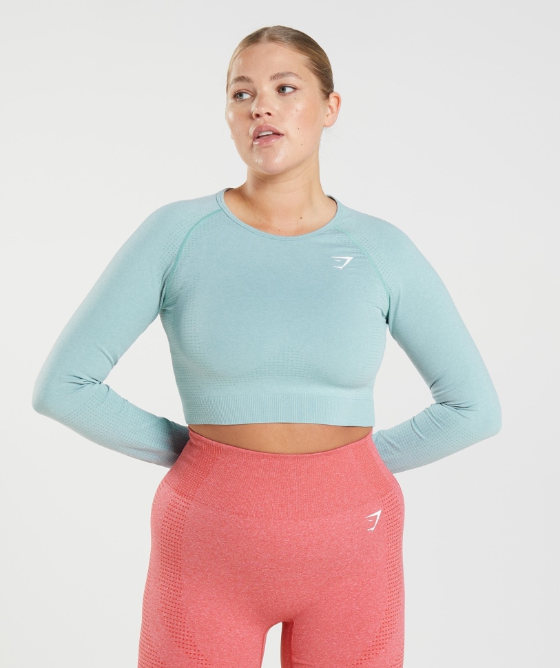 Gymshark Vital χωρίς ραφή 2.0 Crop Top Pearl Blue Marl