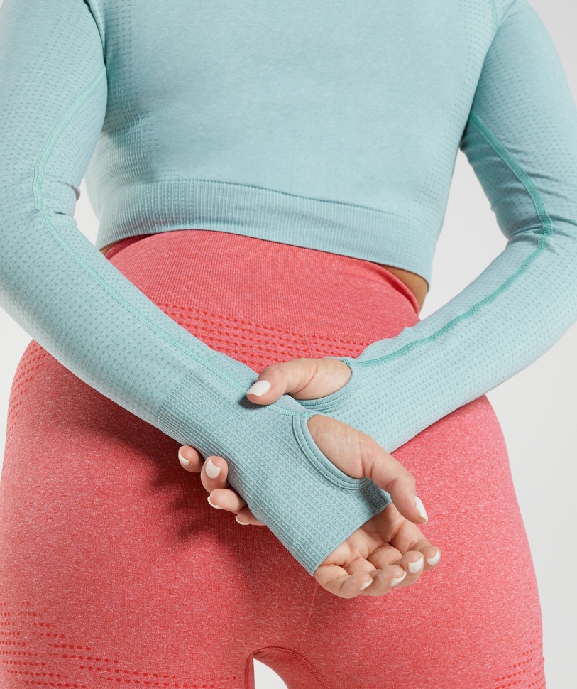 Gymshark Vital χωρίς ραφή 2.0 Crop Top Pearl Blue Marl