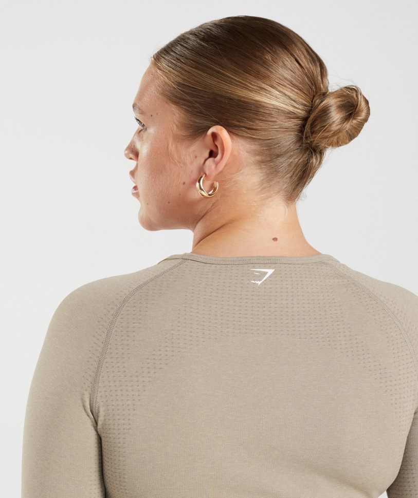 Gymshark Vital χωρίς ραφή 2.0 Crop Top βανίλια καφέ μάργα