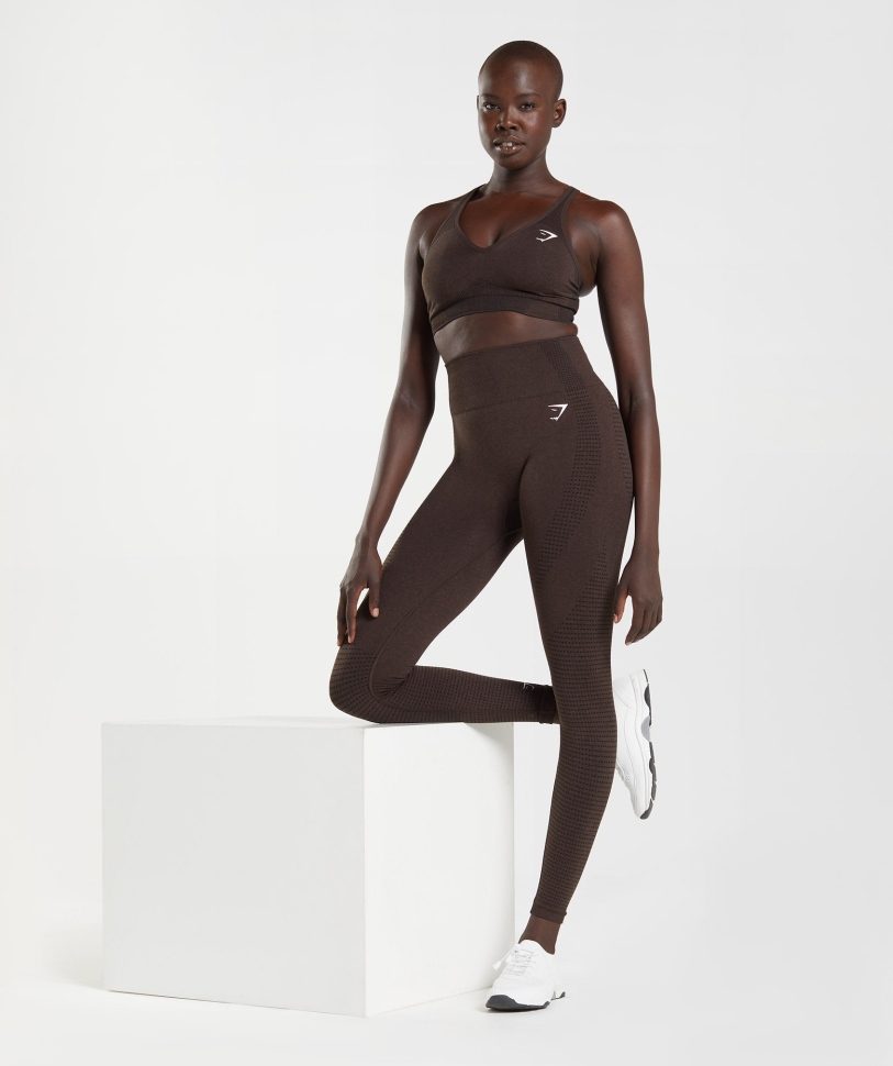 Gymshark ζωτικής σημασίας χωρίς ραφή 2.0 κολάν Cherry Brown Marl