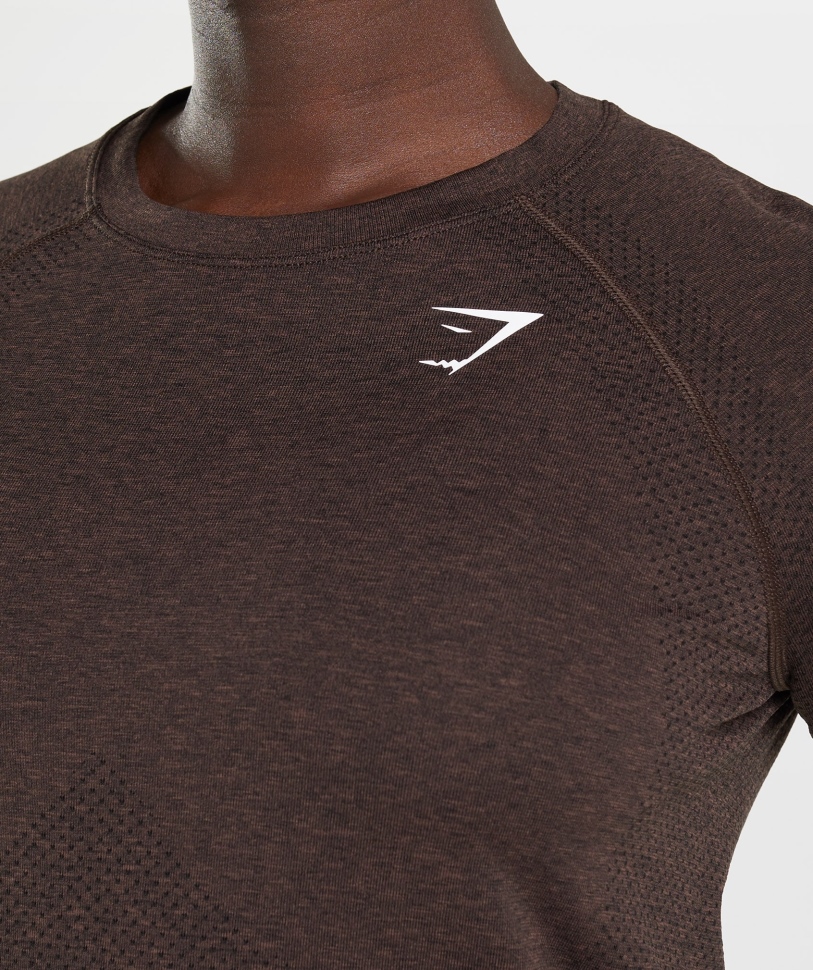 Gymshark Vital χωρίς ραφή 2.0 ανοιχτόχρωμο μπλουζάκι Cherry Brown Marl