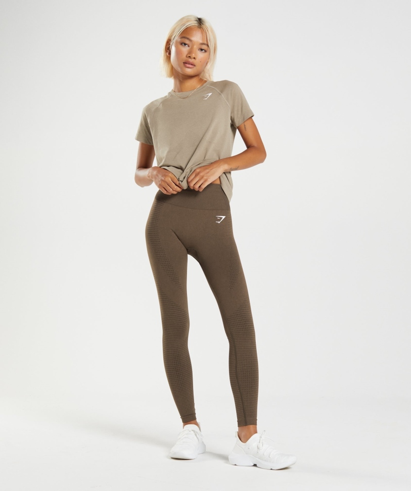 Gymshark Vital χωρίς ραφές 2.0 ελαφρύ μπλουζάκι βανίλια καφέ μάργα