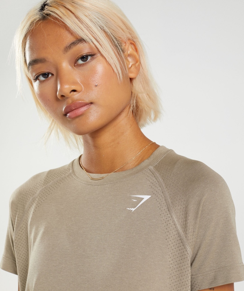 Gymshark Vital χωρίς ραφές 2.0 ελαφρύ μπλουζάκι βανίλια καφέ μάργα