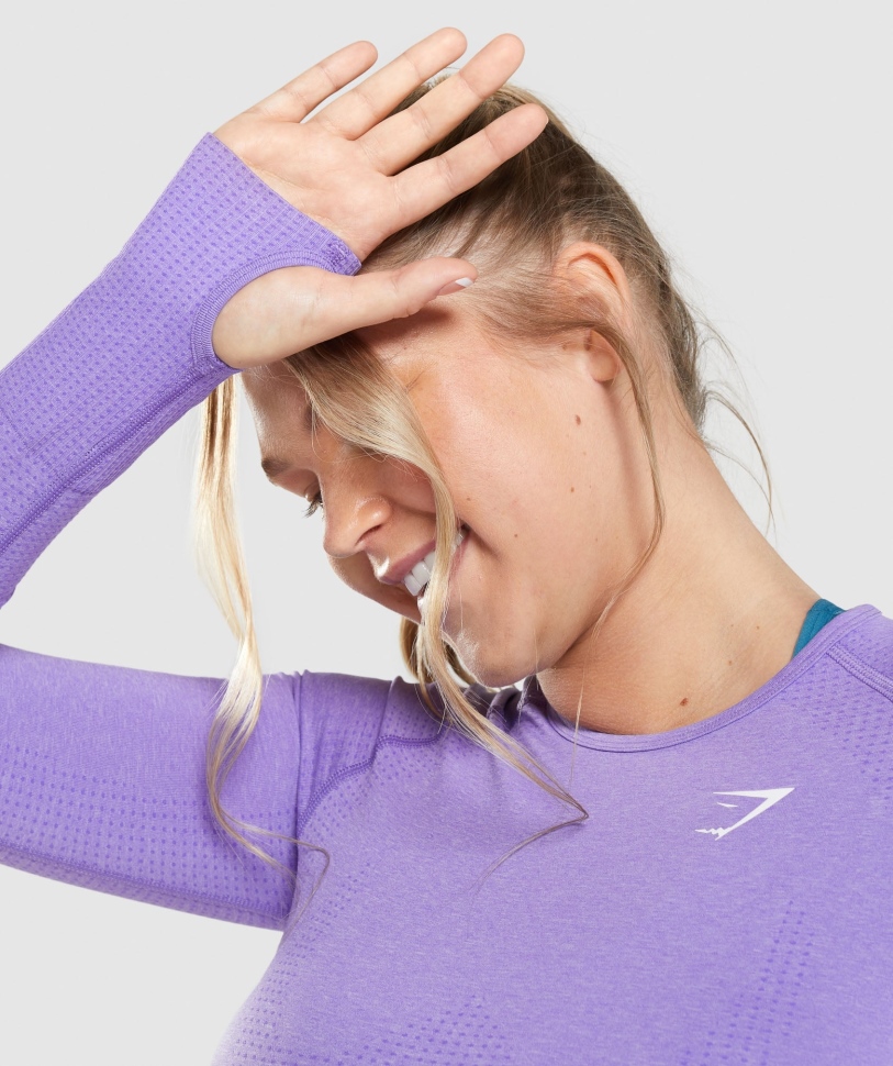 Gymshark Vital απρόσκοπτη 2.0 μακρυμάνικη μπλούζα λαμπερή μωβ μάργα