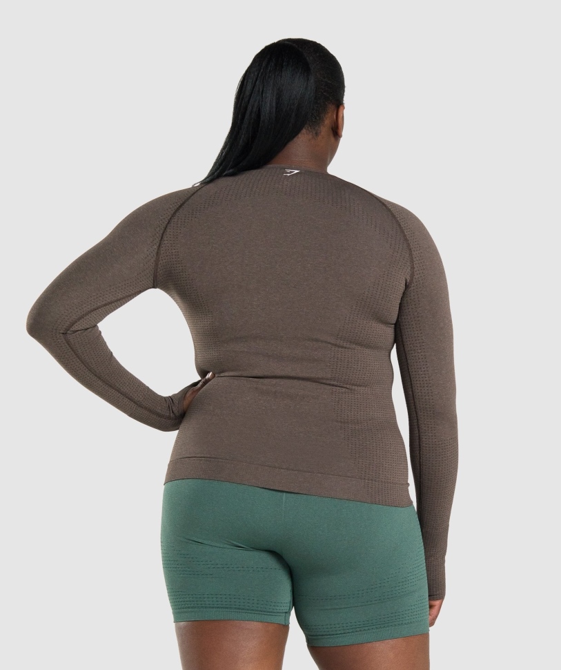 Gymshark Vital χωρίς ραφή 2.0 μακριά μανίκια καφέ μάργα