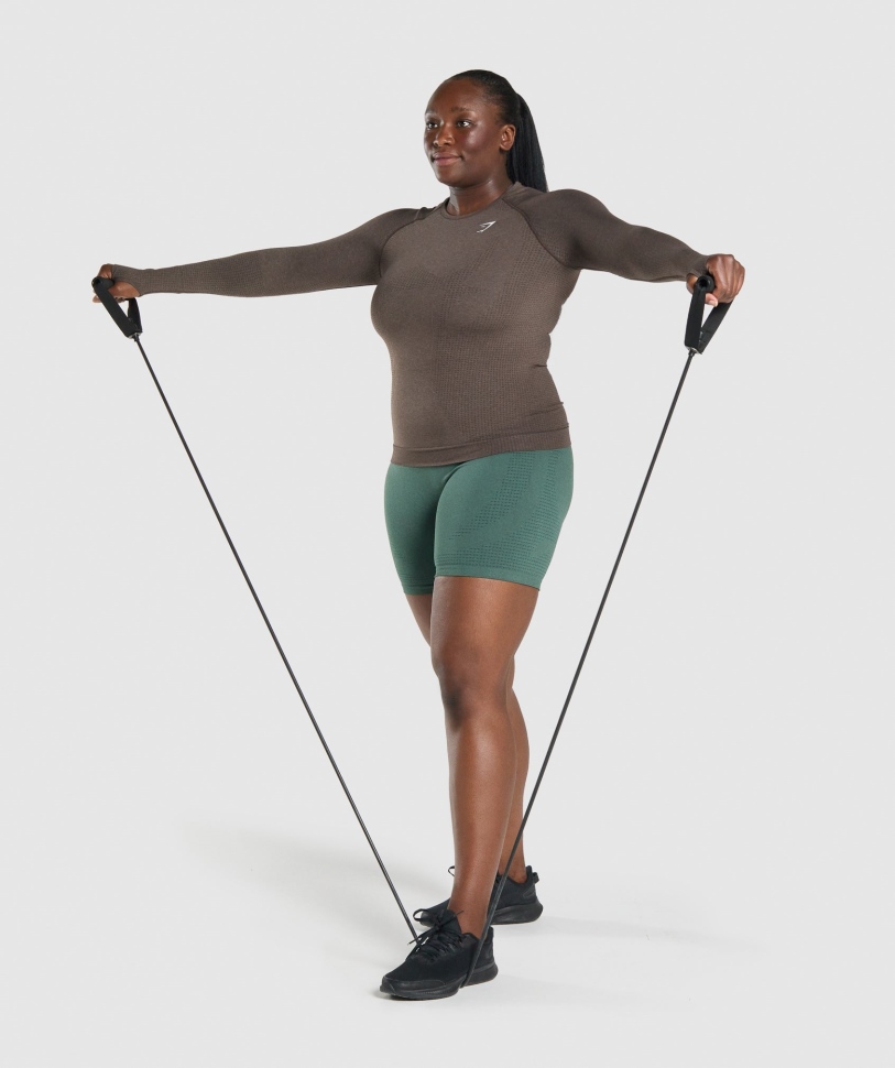 Gymshark Vital χωρίς ραφή 2.0 μακριά μανίκια καφέ μάργα