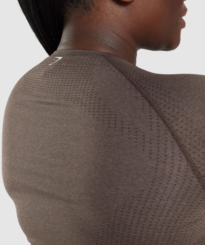 Gymshark Vital χωρίς ραφή 2.0 μακριά μανίκια καφέ μάργα