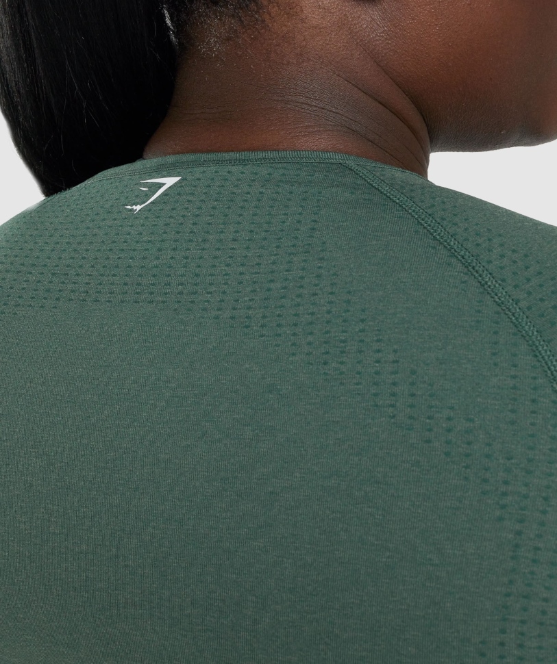 Gymshark ζωτικής σημασίας χωρίς ραφή 2.0 μακριά μανίκια σκούρο πράσινο μάργα