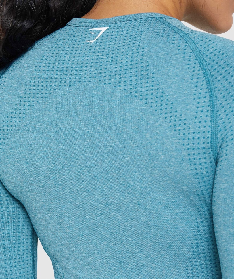 Gymshark ζωτικής σημασίας χωρίς ραφή 2.0 μακρυμάνικο μπλουζάκι Tahoe Teal Marl