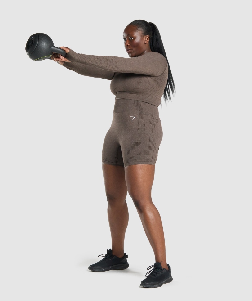 Gymshark Vital Seamless 2.0 σορτς καφέ Marl