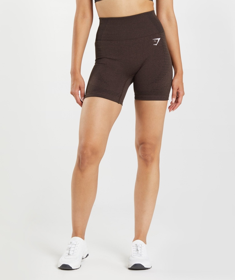 Gymshark Vital χωρίς ραφή σορτς 2.0 Cherry Brown Marl