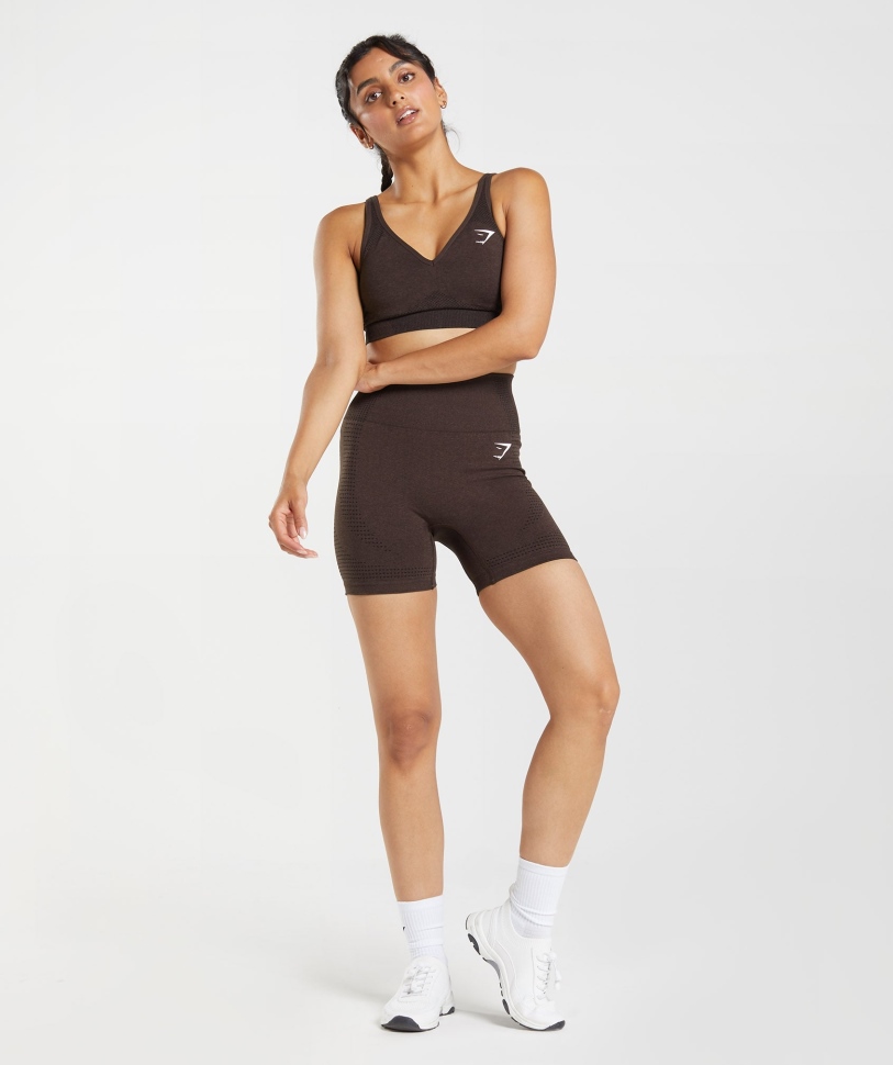 Gymshark Vital χωρίς ραφή σορτς 2.0 Cherry Brown Marl
