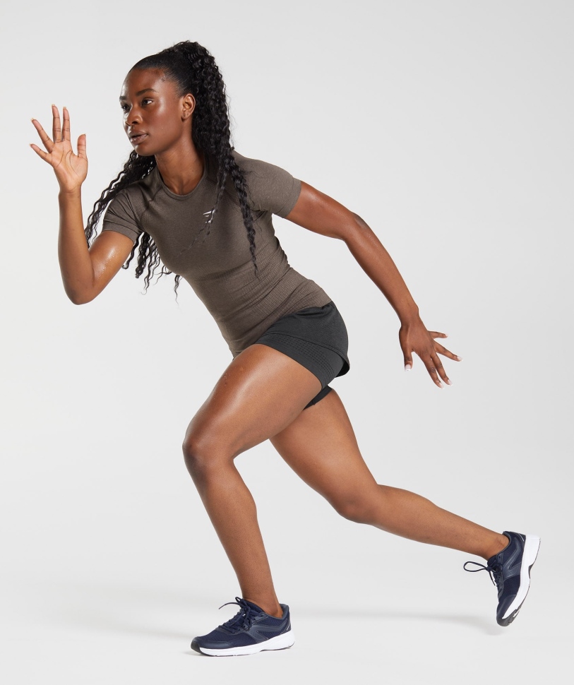 Gymshark Vital χωρίς ραφή 2.0 μπλουζάκι καφέ μάρλα