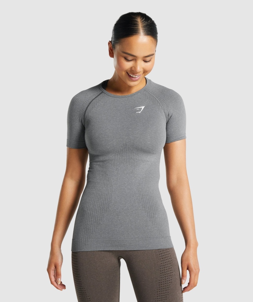 T-shirt Gymshark Vital χωρίς ραφή 2.0 Smokey Grey Marl