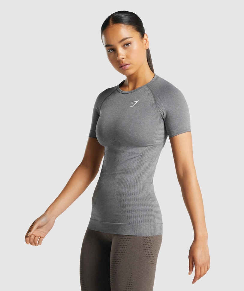 T-shirt Gymshark Vital χωρίς ραφή 2.0 Smokey Grey Marl