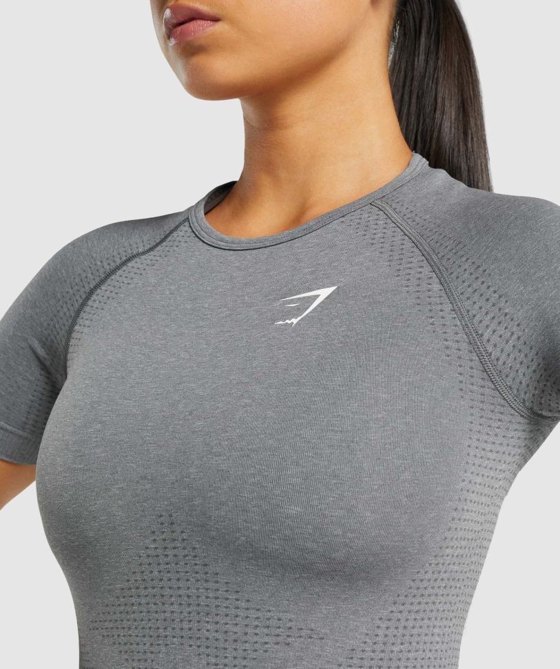 T-shirt Gymshark Vital χωρίς ραφή 2.0 Smokey Grey Marl