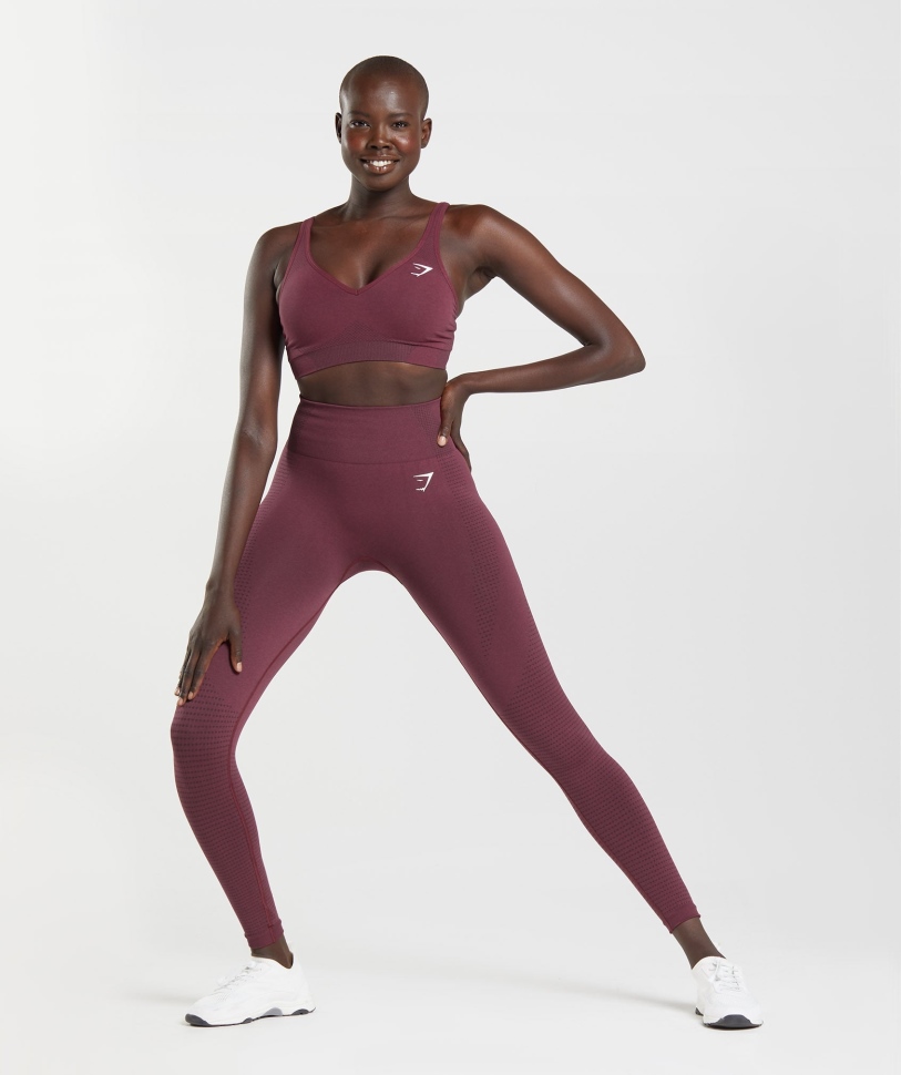 Gymshark Vital άνευ ραφής αθλητικό σουτιέν 2.0 V λαιμού ψημένο βυσσινί μάργα