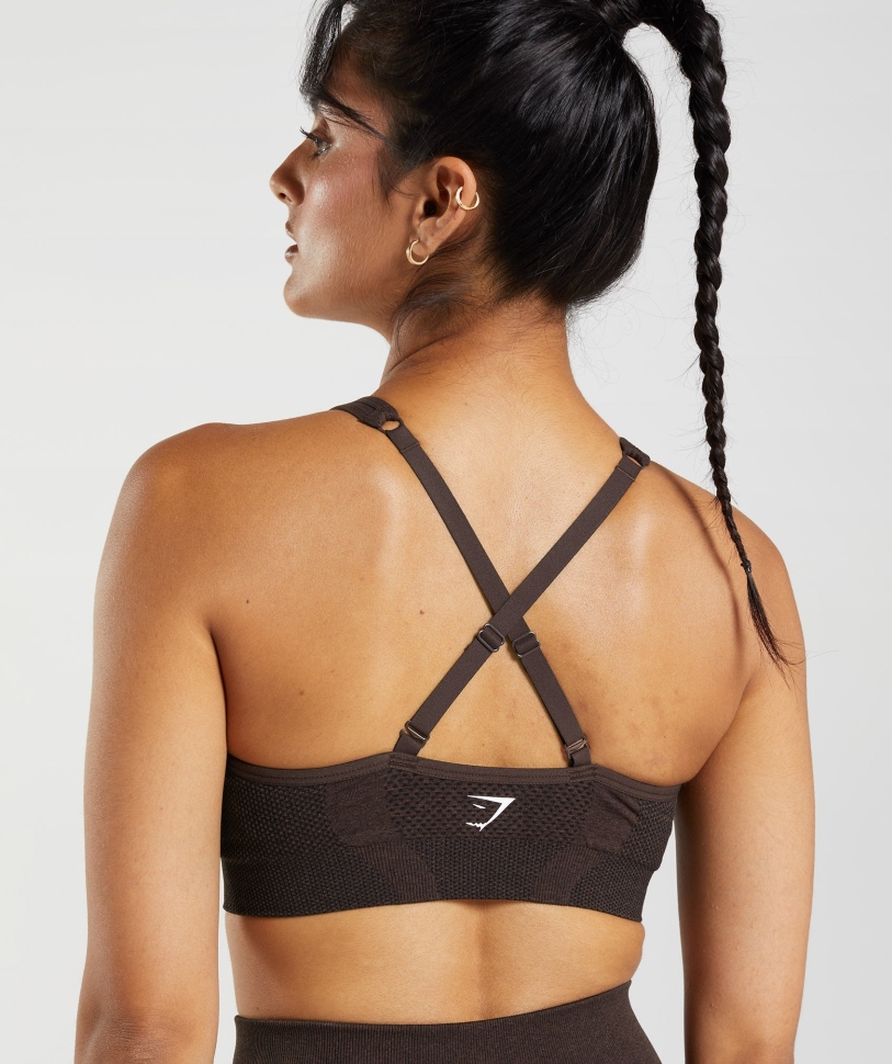 Gymshark Vital χωρίς ραφή αθλητικό σουτιέν 2.0 V λαιμού Cherry Brown Marl