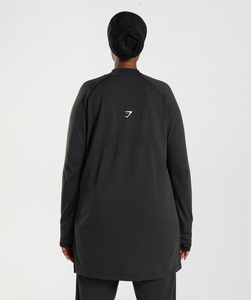 Gymshark ζωτικής σημασίας απρόσκοπτη μακριά γραμμή επάνω μαύρη μάργα