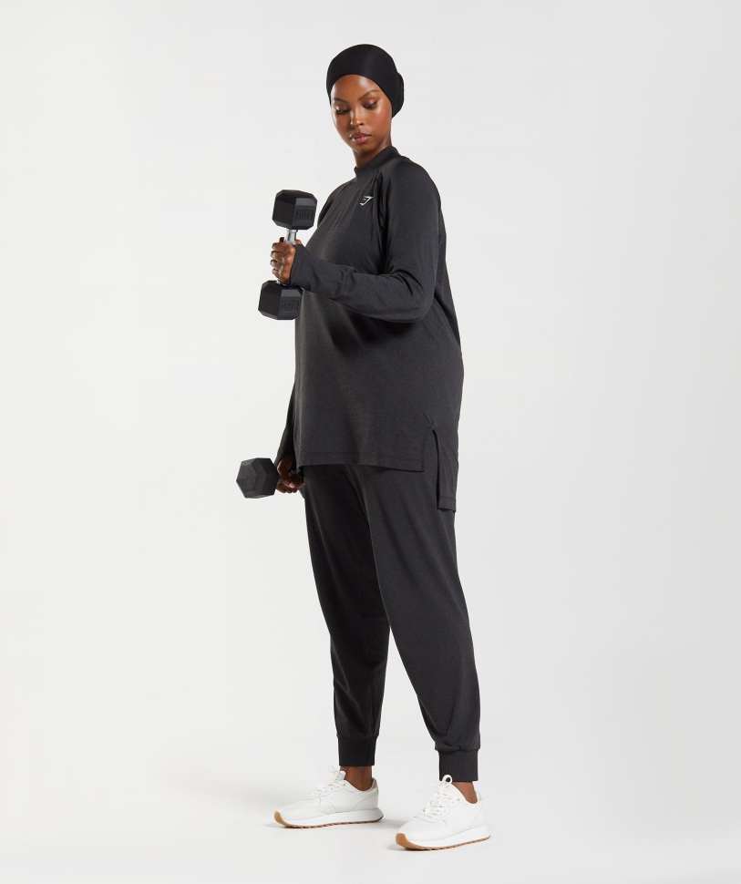 Gymshark ζωτικής σημασίας απρόσκοπτη μακριά γραμμή επάνω μαύρη μάργα