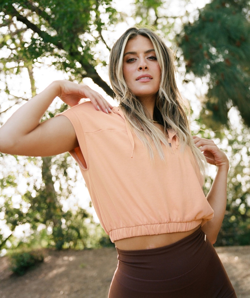 Gymshark Whitney Cropped αμάνικο Hoodie Sunset μπεζ