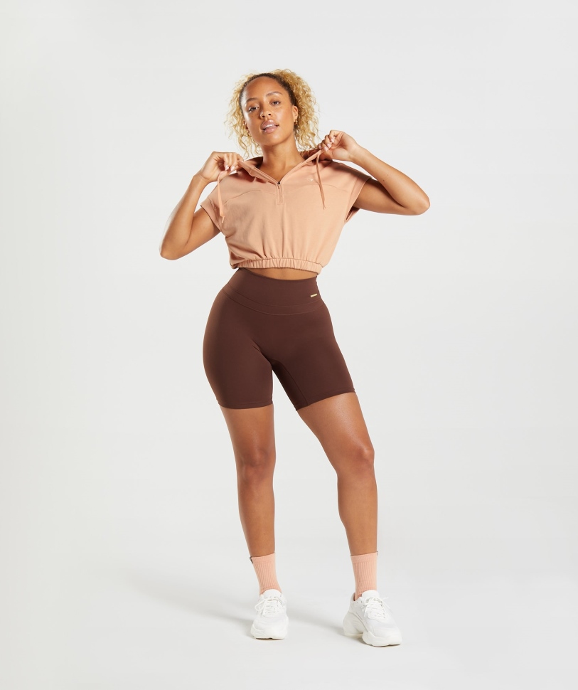 Gymshark Whitney Cropped αμάνικο Hoodie Sunset μπεζ