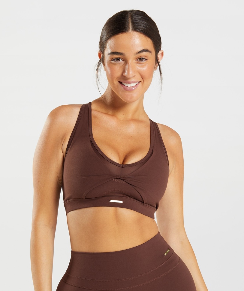Gymshark Whitney Mesh αθλητικό σουτιέν αναζωπυρώνει καφέ