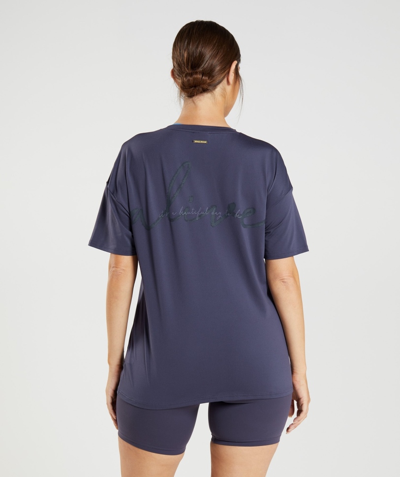 Gymshark Whitney υπερμεγέθη μπλουζάκι Indigo Navy