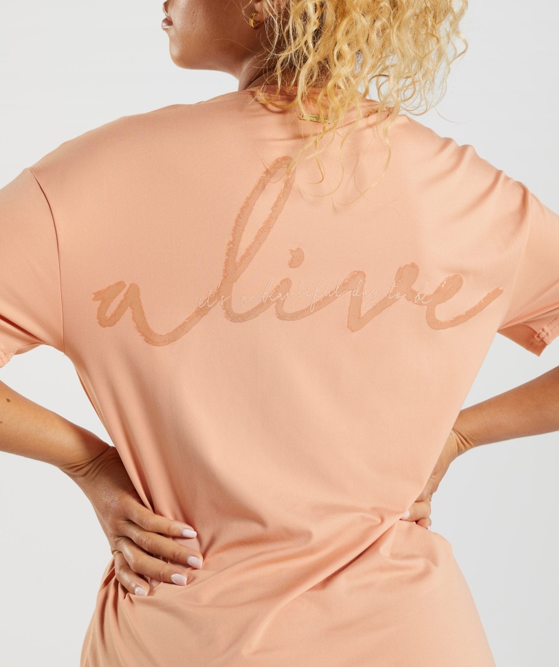 Gymshark Whitney υπερμεγέθη μπλουζάκι ηλιοβασίλεμα μπεζ