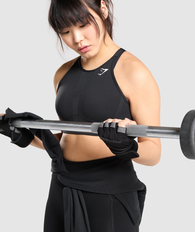 γάντια ανύψωσης Gymshark Wrap μαύρα