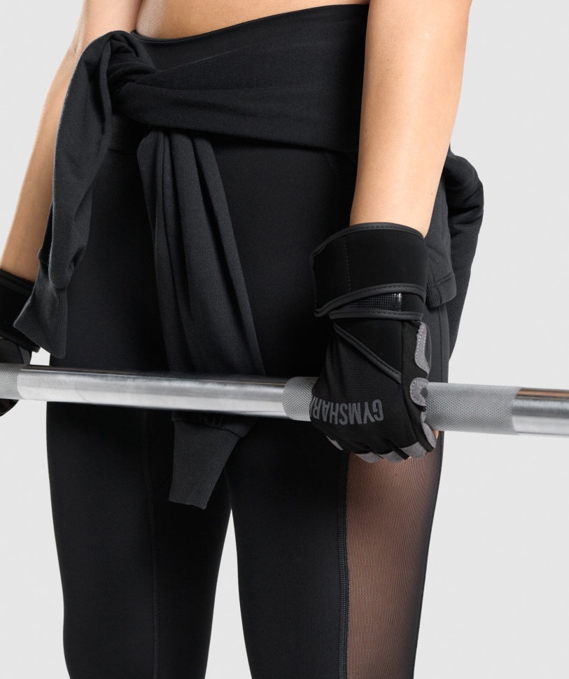 γάντια ανύψωσης Gymshark Wrap μαύρα