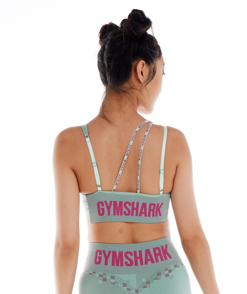 Gymshark Wtflex Cyborg άνευ ραφής αθλητικό σουτιέν Maya μπλε-ροζ-turbo μπλε