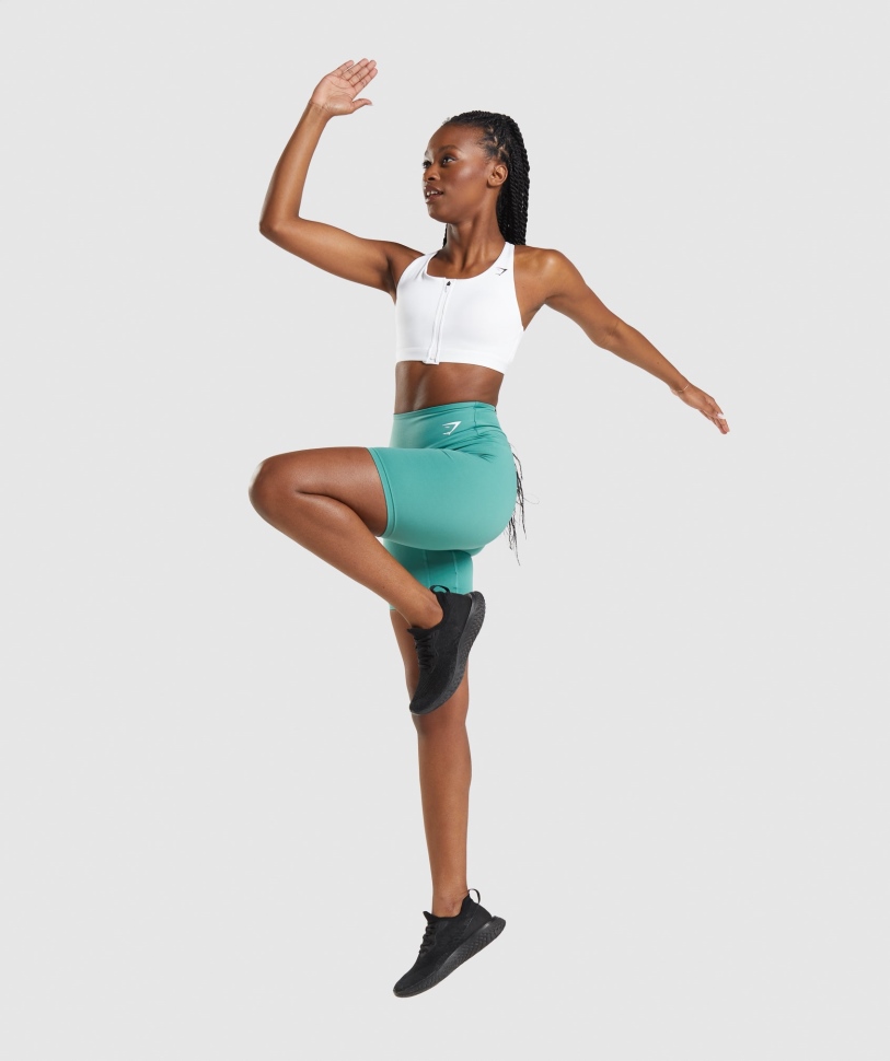 αθλητικό σουτιέν με φερμουάρ Gymshark λευκό